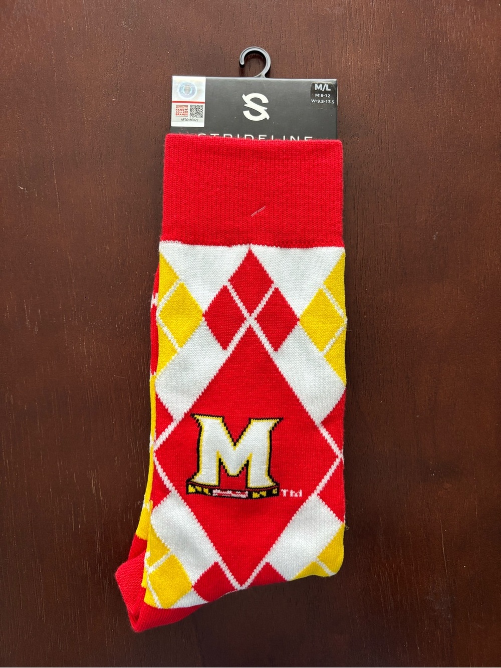 UNIVERSITY OF MARYLAND STRIDELINE CREW SOCKS NWT MEN’S SHOE SIZE 8-12